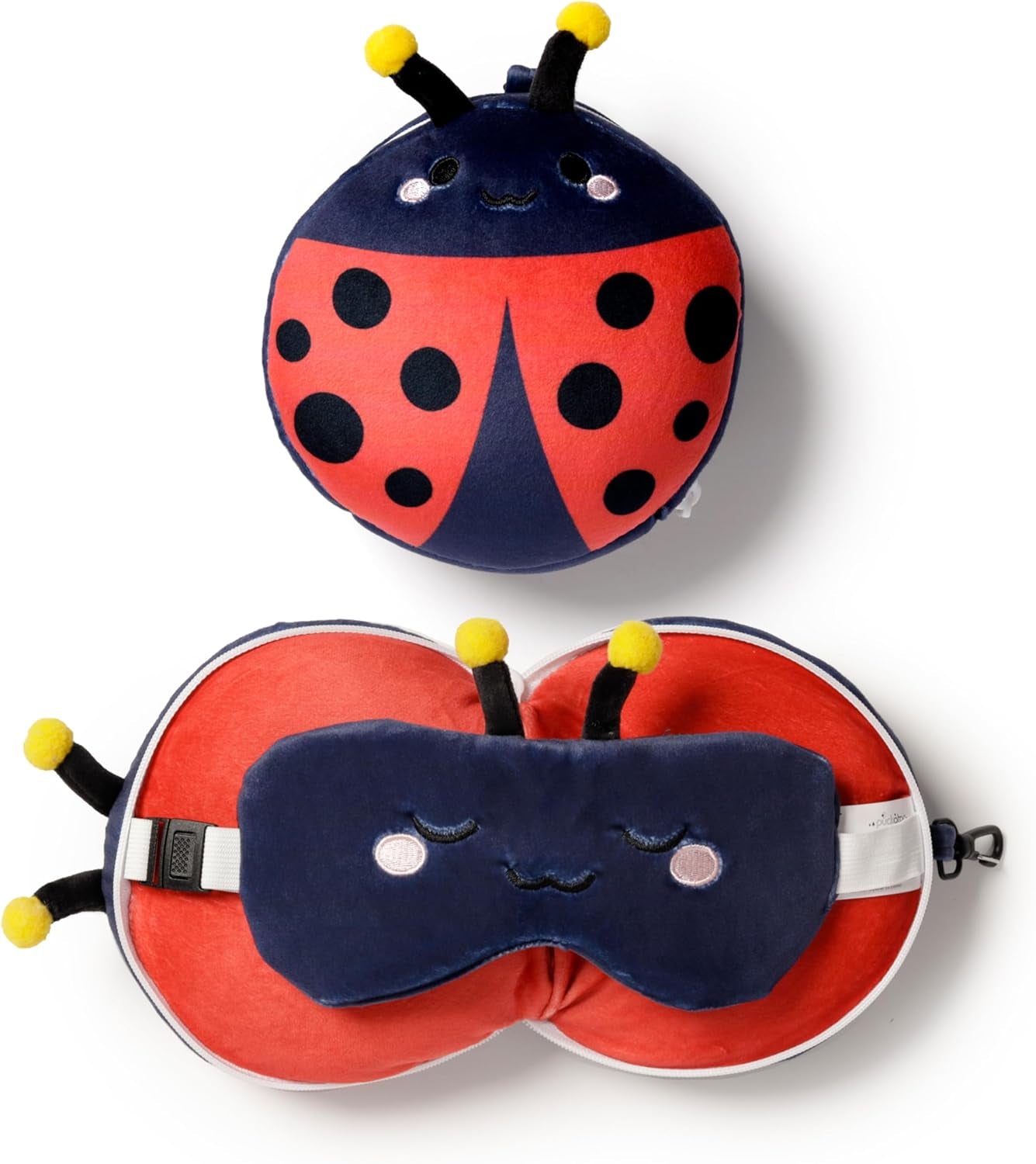 Puckator Relaxeazzz Almohada de Viaje con Máscara de Mariquita - Animales Suaves, Multicolor, 1 Unidad (Juego de 1) Almohadas de Viaje Naty Shop Default Title