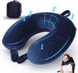 TALLGO Almohada de Viaje para el Cuello, La Mejor Almohada de Avión de Espuma Viscoelástica para Reposacabezas, Almohada Suave Ajustable para Avión, Coche y Hogar, Almohadas Ortopédicas Cervicales Rosa Naty Shop Estándar Azul