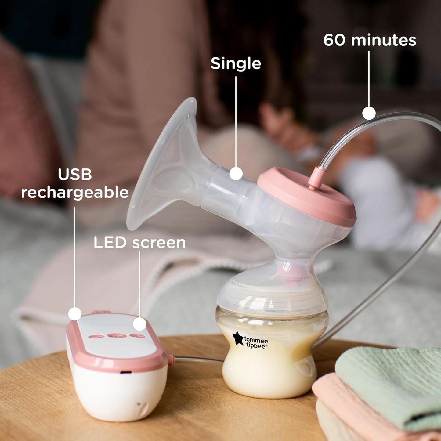 Tommee Tippee Made for Me Extractor de leche eléctrico único, fuerte succión Accesorios Alimentación y Lactancia Bebe Naty Shop
