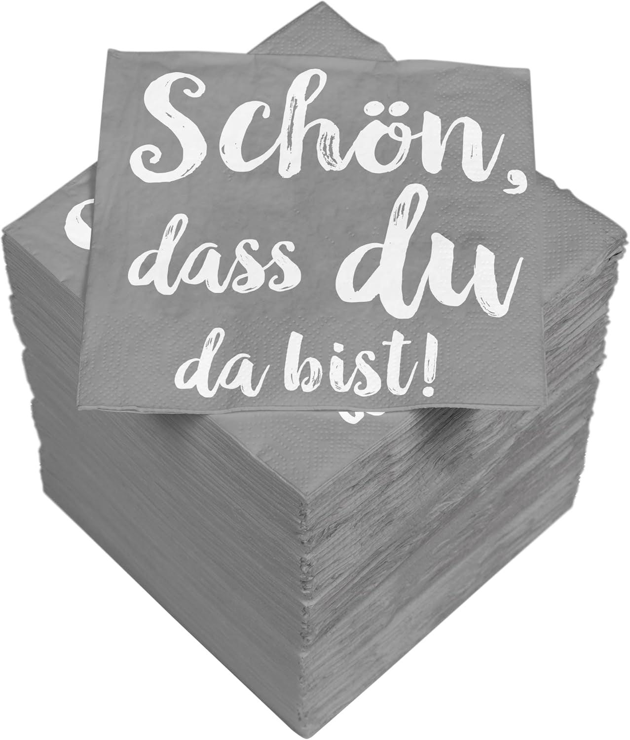 Servilletas de cóctel HEKU 'Schön Dass Du Da Bist', 3 capas, 25X25Cm, 150 piezas I Diseño elegante I Ideal para celebraciones I Prácticamente embalado