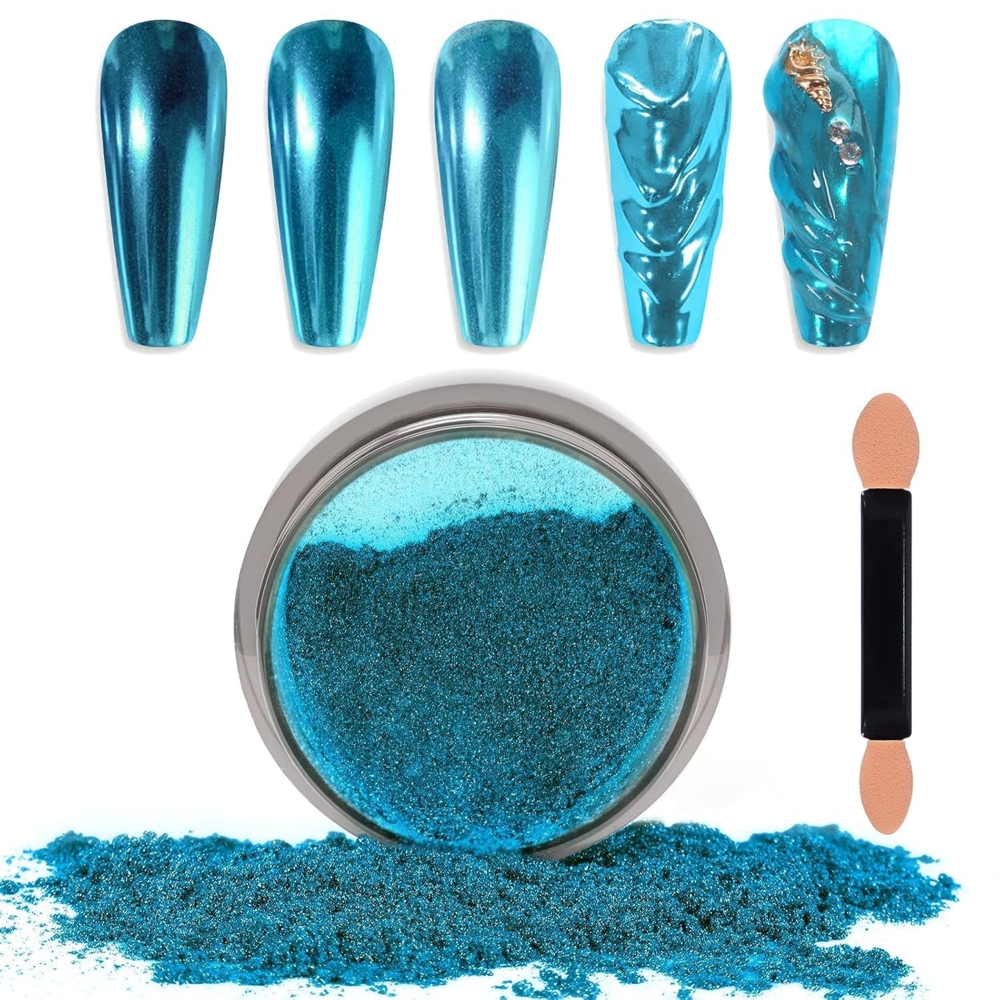 Chrome Nagel Pulver Spiegel Effekt Metallic Staub Holographische Glitter Glasierte Maniküre Dekoration Reflektierendes Pigment para DIY Gel Polish Nail Art, Harz Handwerk, Geschenke Für Gold