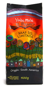 El Pájaro Mas IQ Limited 400 g | Mate fuerte paraguayo | Con hojas, ramitas y polvo | Con ginkgo biloba, guaraná, camu camu, bacopa monnieri, cactus