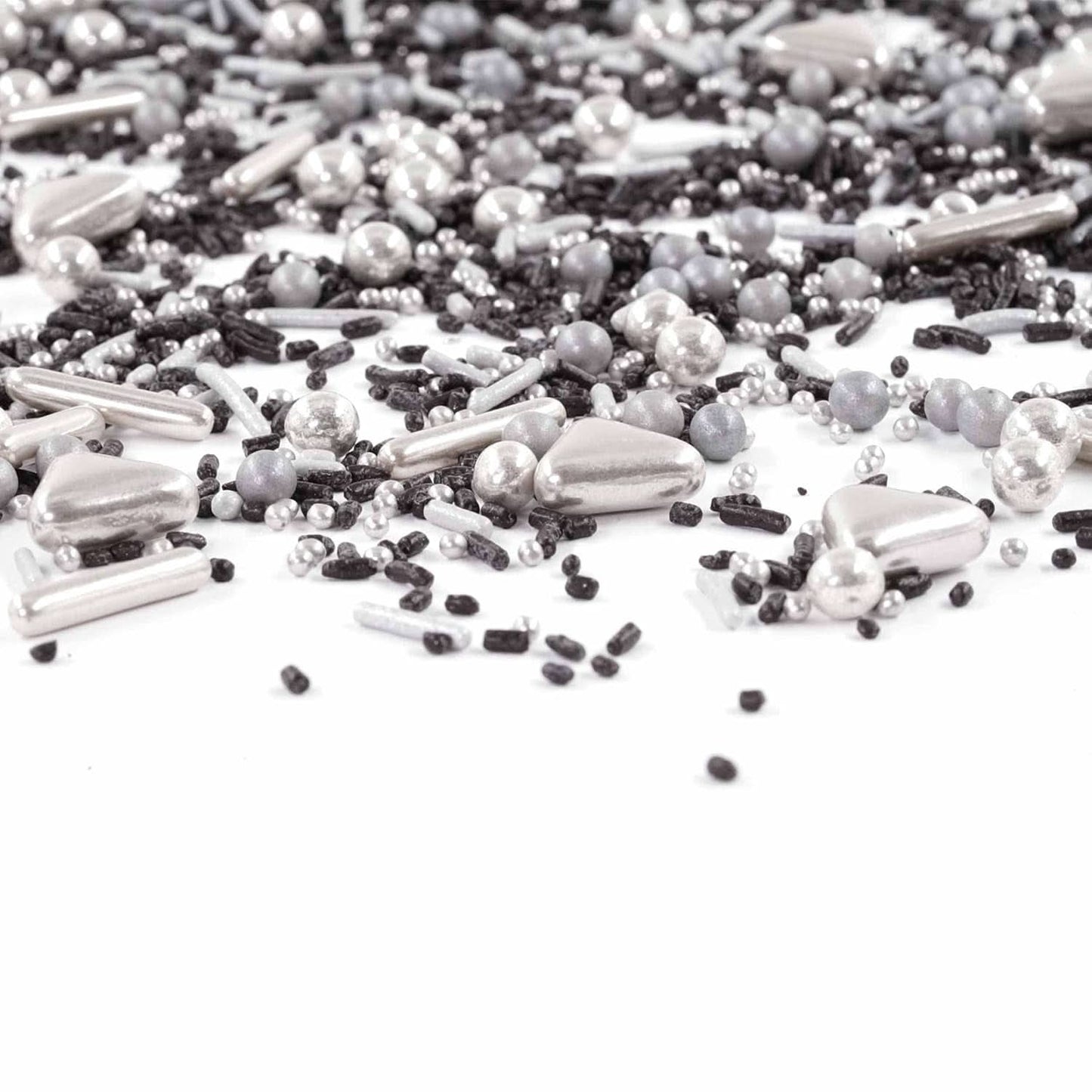 Streusel Glück Black Beauty, Mix Sprinkles Silver - Negro, 90 gramos Sprinkles Naty Shop