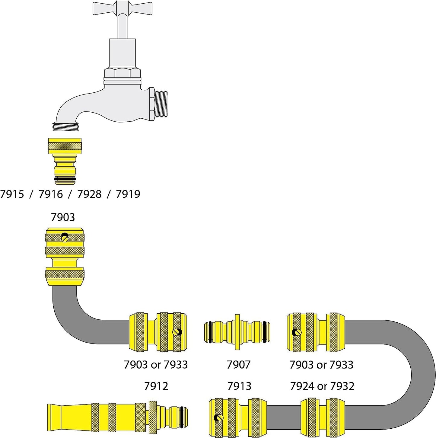 Conector de grifo push-fit | Diámetro 20-30 mm | Latón macizo | Seguro y duradero | Fijación segura | Robusto y resistente a la corrosión, negro/plata/oro