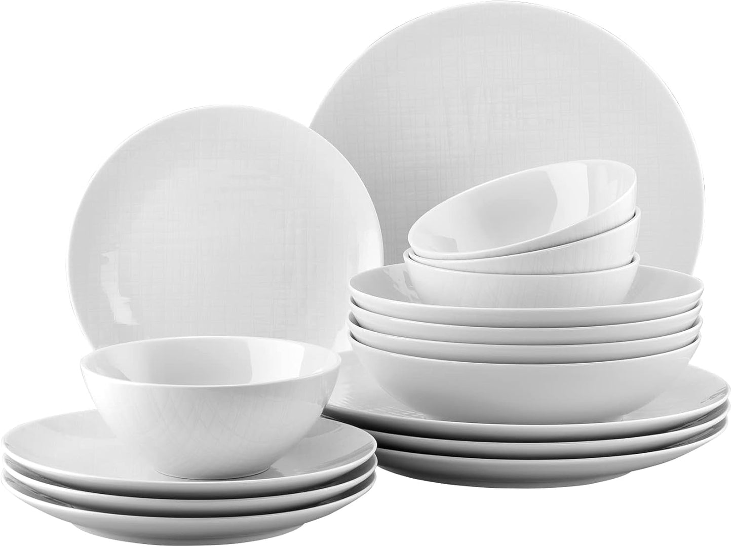 Rosenthal 11770-800001-28370 Juego de malla, 16 piezas, compuesto por 4 platos (profundidad 21 cm, platos 21/27 cm), cuencos de cereales de 14 cm, blanco