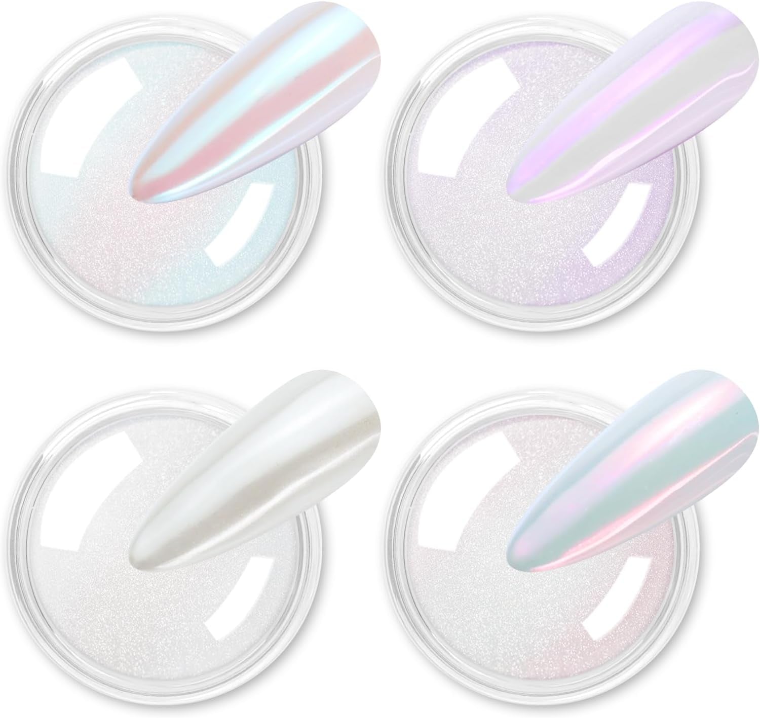 Chrom Nagel Pulver 4 Farben Irisierendes Aurora Pulver Metallic Spiegel Effekt Pigment Pearlescent Meerjungfrau Glitter Einhorn Glitter para esmalte de uñas en gel Decoración-Purpurgrüner Jadeit