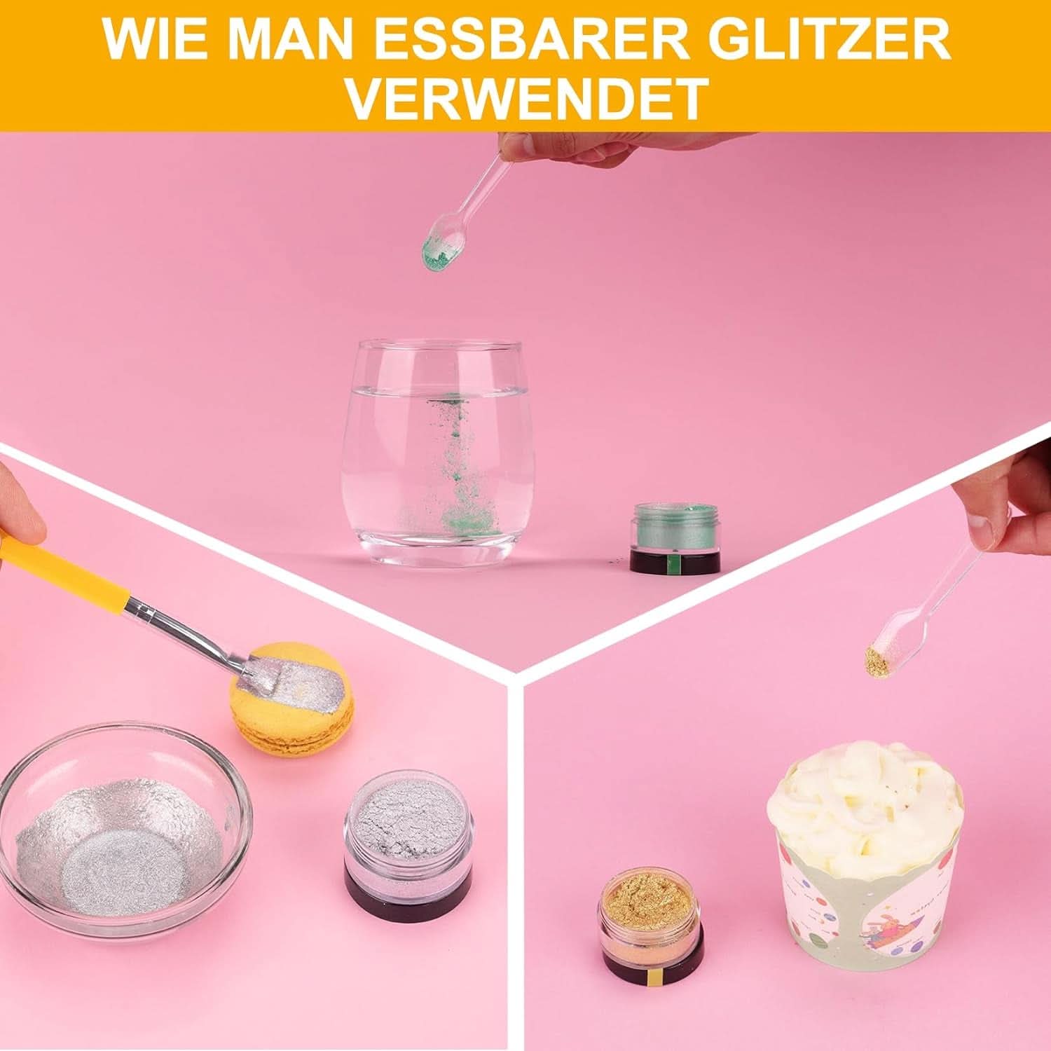 Purpurina comestible, set de 6 tonos, 5 gramos Glitter Naty Shop