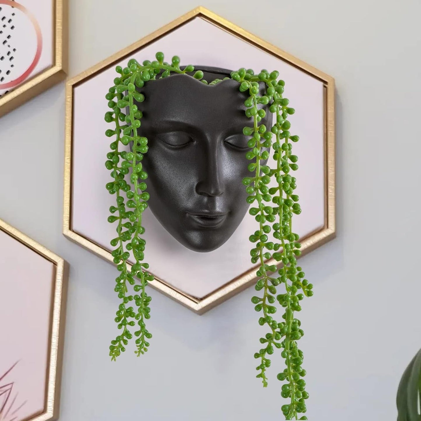 Notakia Macetero facetado de pared para interior y exterior con drenaje para suculentas, cactus y plantas pequeñas, decoración única del hogar, regalo para amigos y familiares
