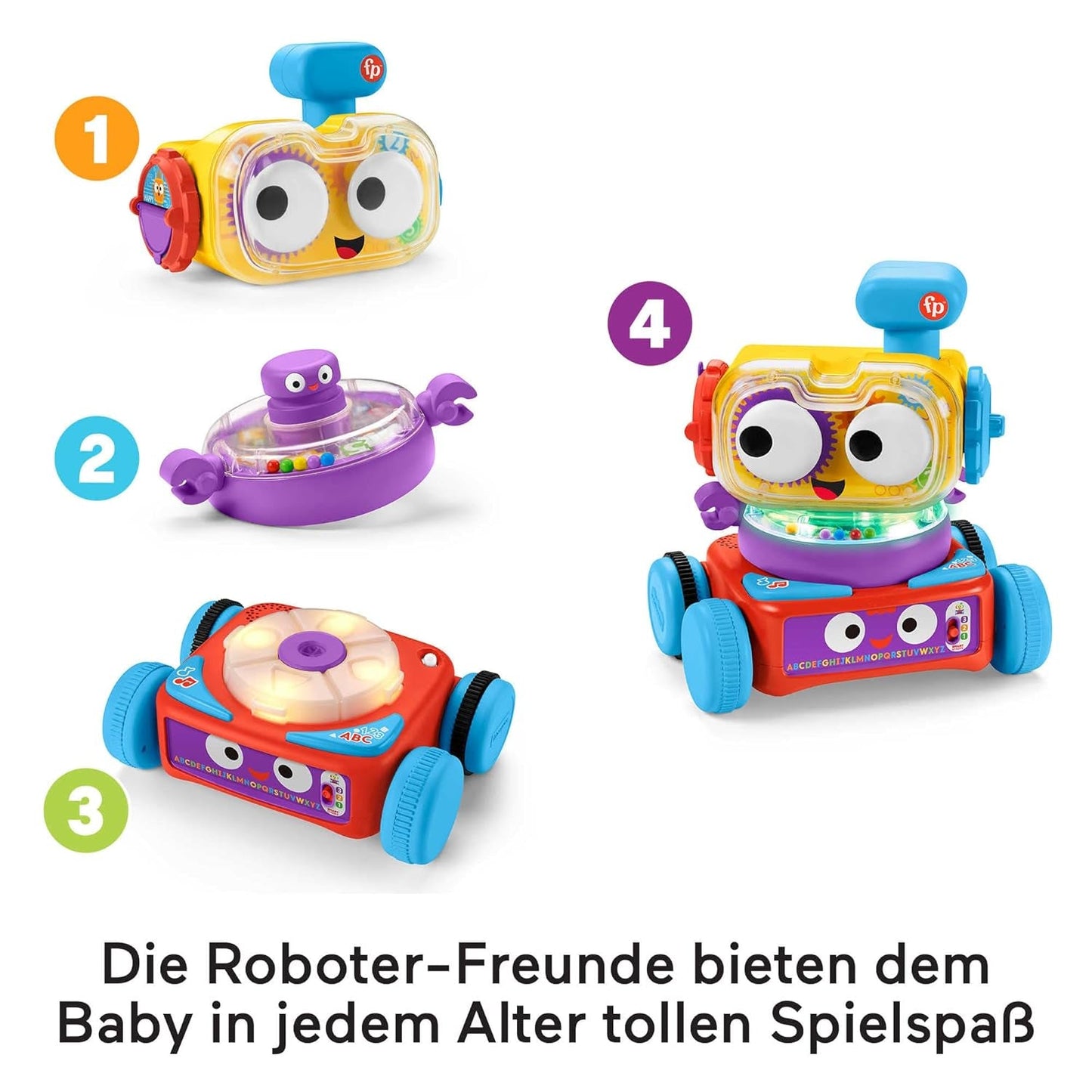 Fisher-Price Robot de Aprendizaje 4 en 1 Linus para Bebés y Niños Pequeños, Juguete a Partir de 6 Meses - Habla Alemana, HCK39 Juguetes Bebé Naty Shop