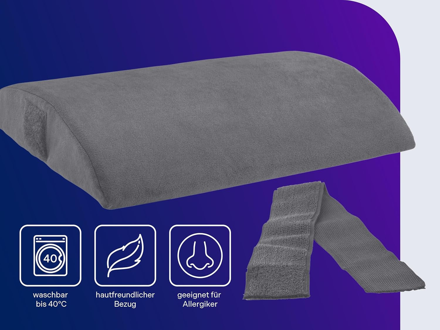 Almohada ortopédica para espalda/lumbar Traumnacht con núcleo de espuma viscoelástica y funda de micropolar agradable para la piel, certificado Oeko-Tex, fabricado según los estándares de calidad alemanes