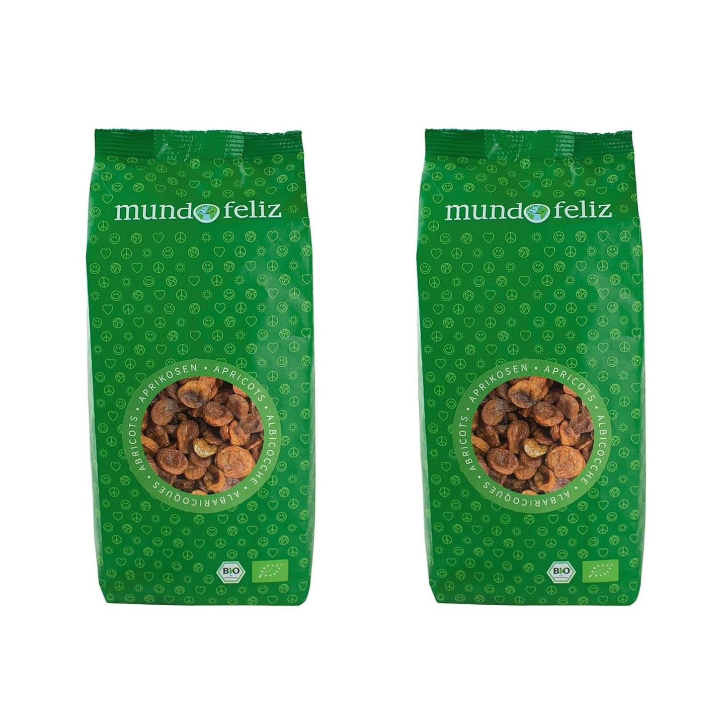 Mundo Feliz, Orejones con hueso de cultivo ecológico, 2 x 500 gramos Naty Shop productos deshidratados 2 x 500 gramos