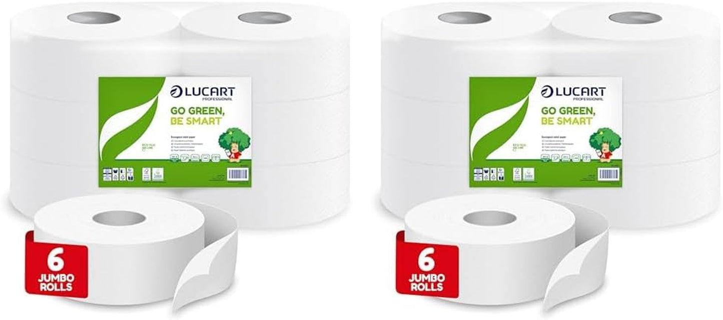 Rollos de papel higiénico Jumbo Eco, 2 capas, crema para lavar a mano con fórmula limpiadora, hidratante y suavizante, aroma floral, 5 L, 6 piezas (paquete de 1)