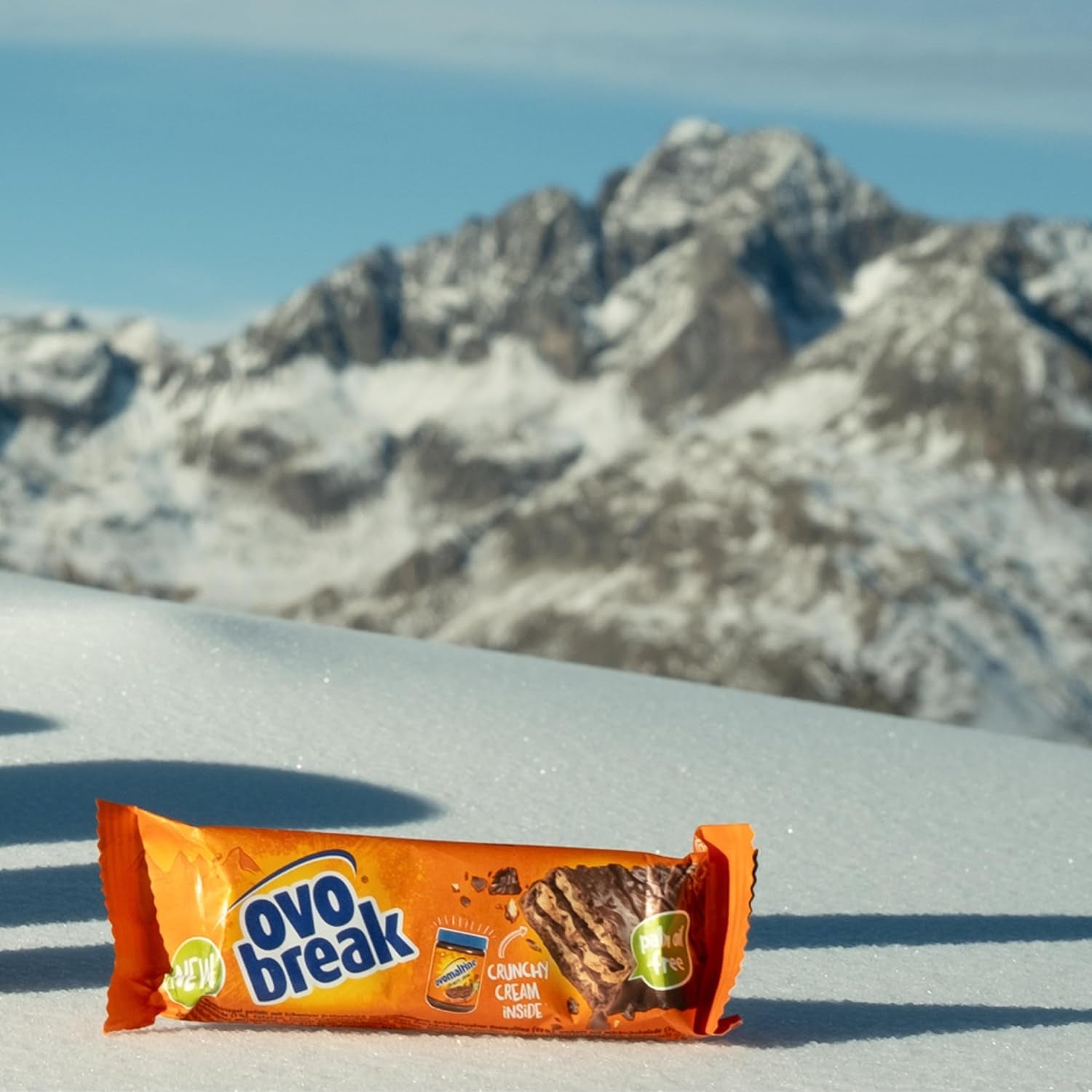 Ovomaltine OVO BREAK Oblea y barra de chocolate: un snack crujiente con el sabor inconfundible de nuestra popular Creme Crocante, naturalmente sin aceite de palma (4 x 39 g)
