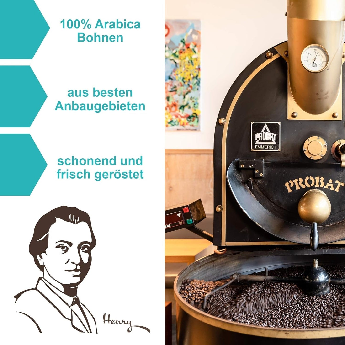 Henry's Hazelnut Coffee 1000g - Café gourmet refinado con los mejores sabores - tostado artesanal - granos de café premium