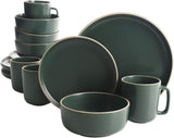 Zuma Juego de cubiertos redondos de 16 piezas, platos, cuencos, tazas y cubiertos, servicio para cuatro (16 piezas), verde