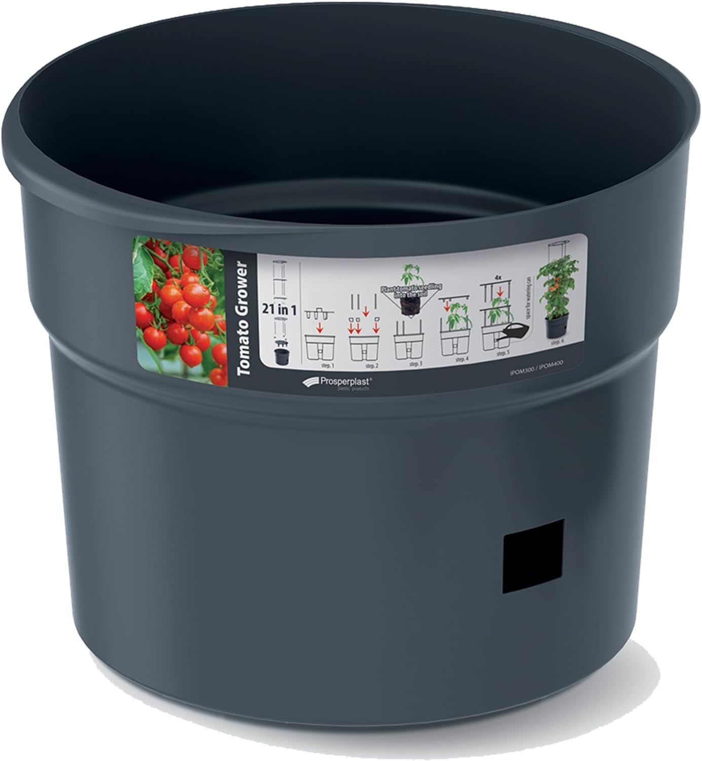 Macetas para plántulas de tomate Prosperplast con enrejado - Jardinera de plástico resistente | Antracita | Resistente a la intemperie y a los rayos UV | 29,5 x 115,2 cm | Ideal para el jardín y la terraza.