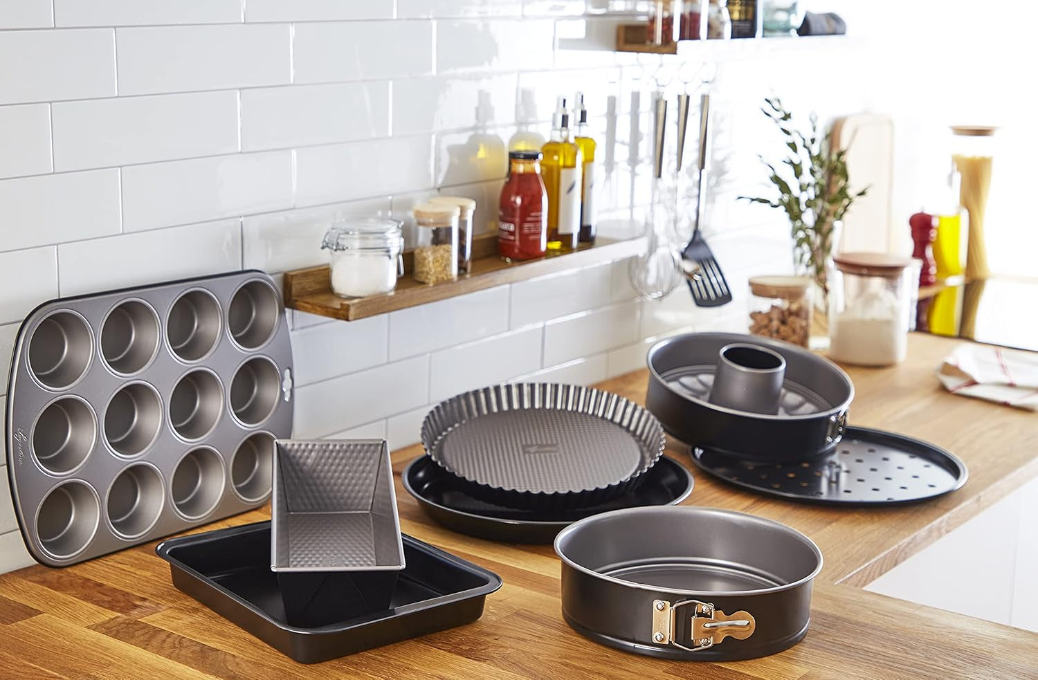 Gustosa Backform 12 Muffin Aus Stahl, Antihaftbeschichte, Für Backofen, Schwarz, 38 X 27 Cm Moldes y bandejas para repostería Naty Shop