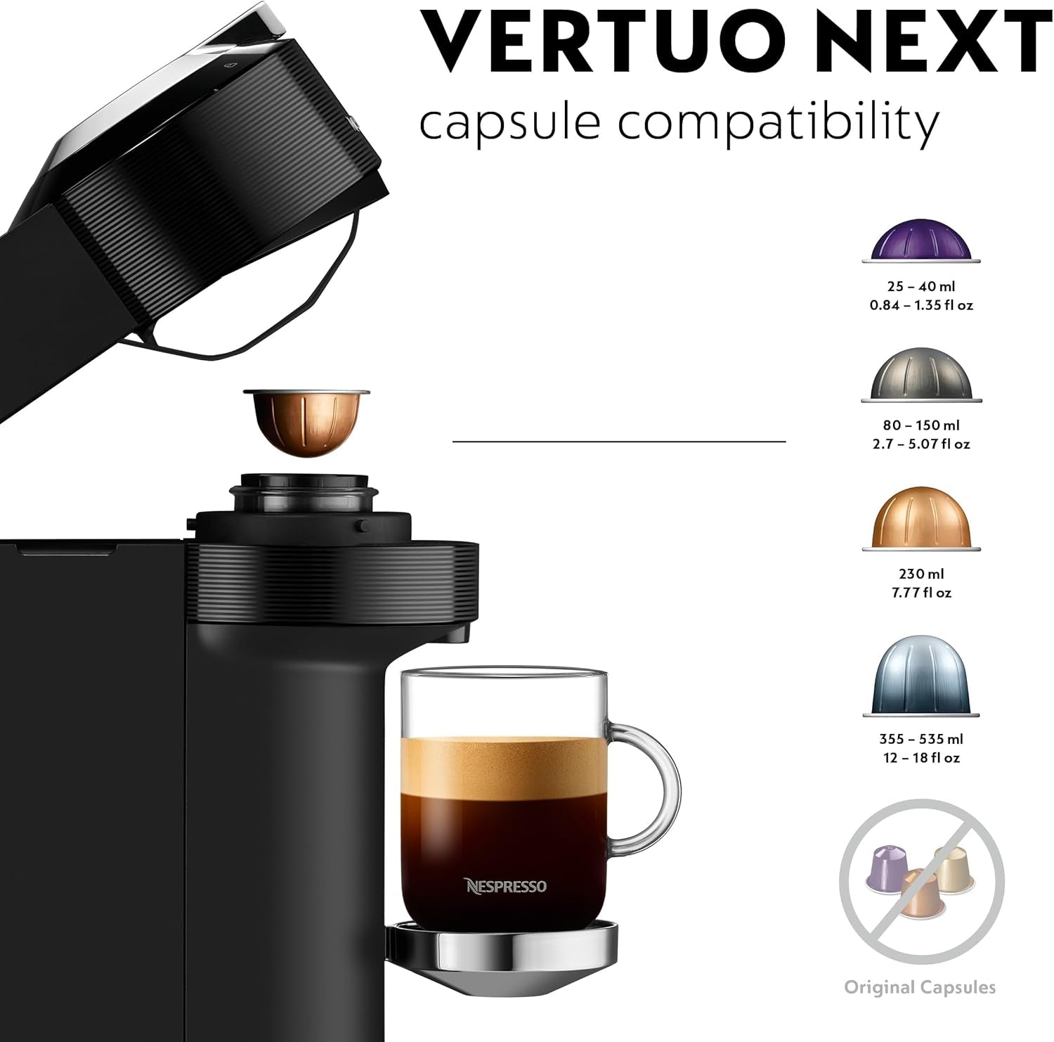 Cafetera Nespresso De'Longhi Vertuo Next, ENV120.BM, negro mate