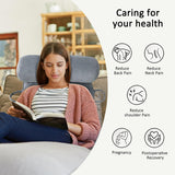 Almohada de lectura XL para cama y sofá con rollo para el cuello desmontable, almohada de espalda ideal para adultos con espuma viscoelástica para leer cómodamente, trabajar, jugar, mirar televisión, relajarse (gris)