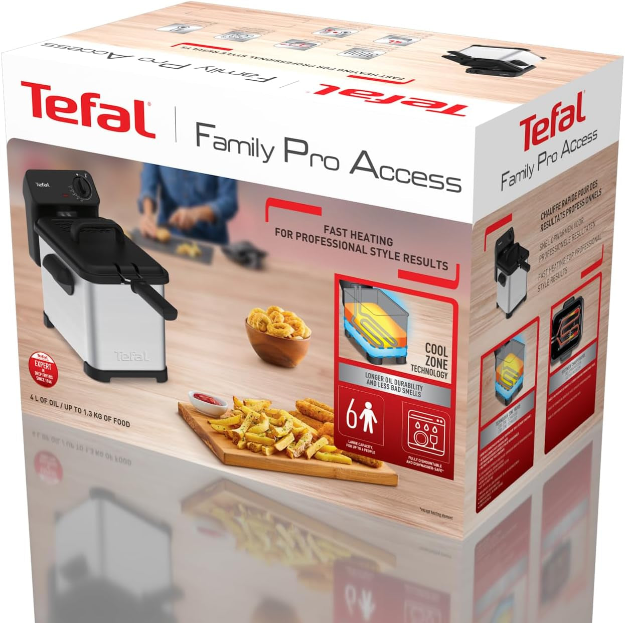 Tefal Family Pro Access 4.0L, 3000 Watt, semiprofesional, con aceite, depósito de aceite extraíble, tecnología de zona de refrigeración Electrodomésticos Naty Shop