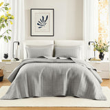 Comfort Spaces Kienna Juego de edredón de lujo con doble costura, manta de verano, liviana, suave, ropa de cama para todo el año, funda de almohada a juego, blanco, manta para camas king size (264,2 x 228,6 cm), Naty Shop Comforters & Quilts Colcha tamaño king gris de gran tamaño (120 x 118 pulgadas)
