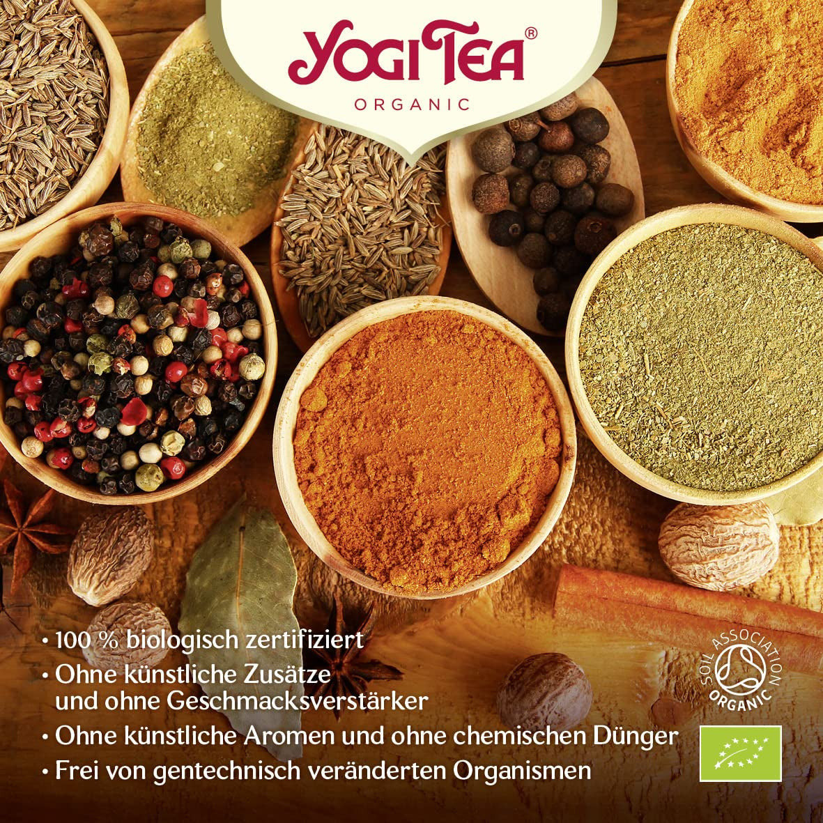 Yogi Tea - Happy Nature, Buy One and Do Good, té de hierbas con especias ayurvédicas orgánicas, mango, mandarina, mezcla de vainilla, paquete de 6 té Yogi, 6 x 17 bolsitas de té (102 bolsitas de té en total)