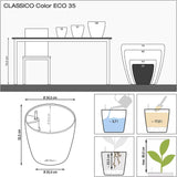 Jardinera LECHUZA Classico Color ECO 35 Gris Oscuro | Jardinera con sistema de riego e indicador de nivel de agua | Hecho de plástico 100% reciclado | Acabado mate | Ø 34,5 x 32,5 cm | 18935