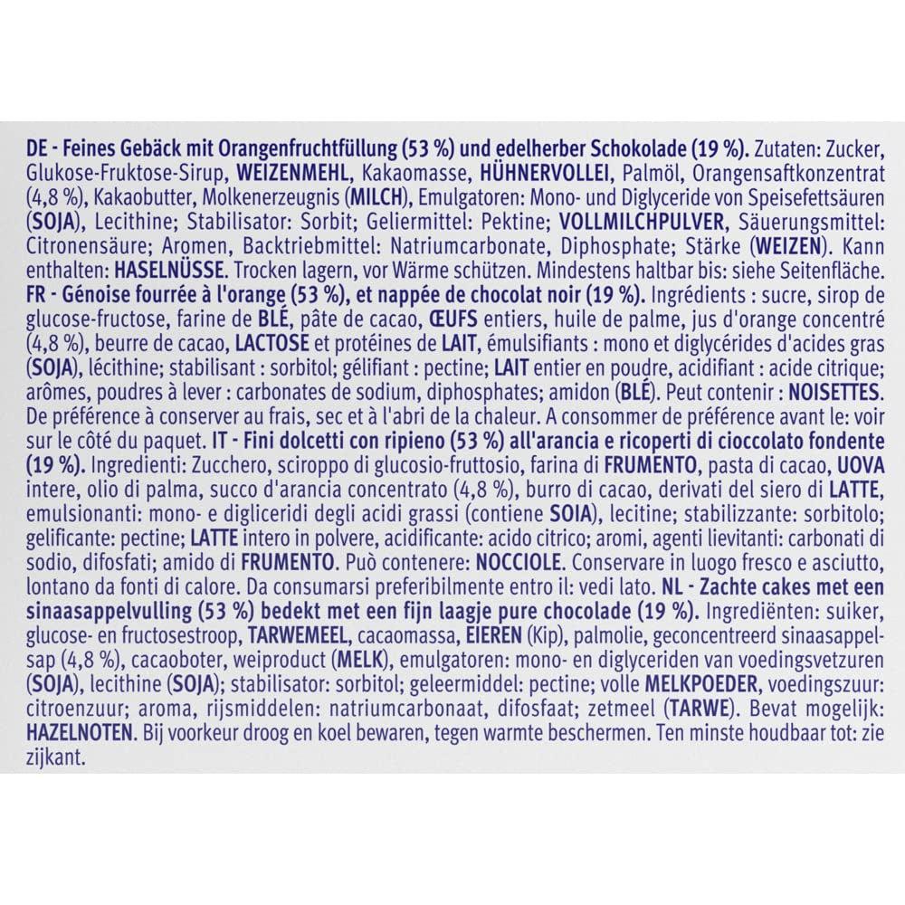 Bahlsen Messino Edelherb - Paquete de 4 - Masa esponjosa con relleno de chocolate y naranja Edelherb (1 x 125 g)