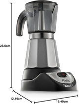 De'Longhi Alicia Plus EMKM6.B Moka Pot (giratoria 360°, 550 W) Plata-Negro