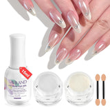 Saviland - Juego de polvos para uñas cromados, color rosa, efecto espejo, efecto espejo, decoración de uñas con purpurina para manicura con varillas de esponja, polvo con purpurina para salón de uñas