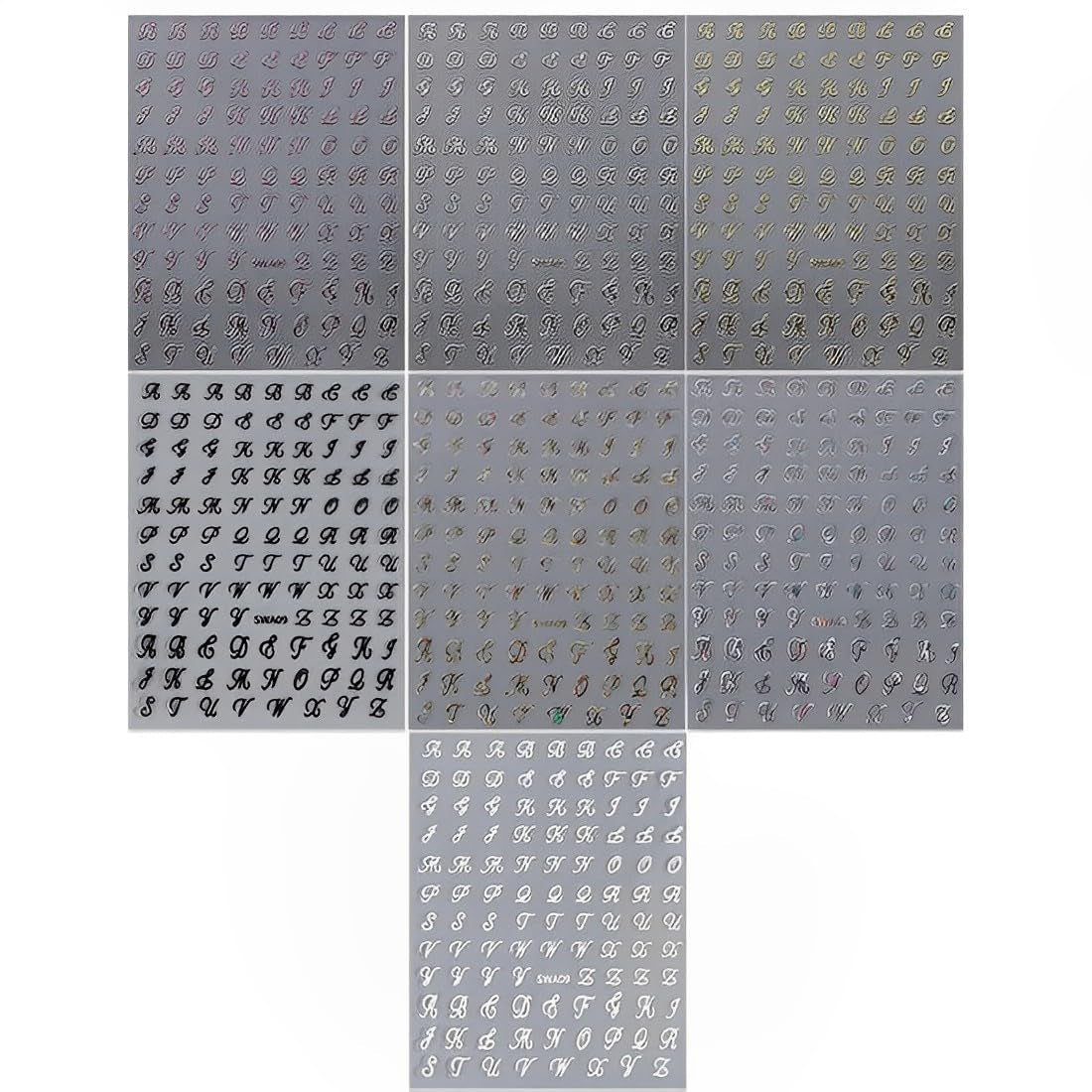 7 Blätter 3D Alfabetos Nagelsticker Nagelfolie Selbstklebend Buchstaben Aufkleber Nägel Zubehör Nagelaufkleber Klebebuchstaben Aufkleber Selbst Gestalten Letras Nail Art Pegatinas