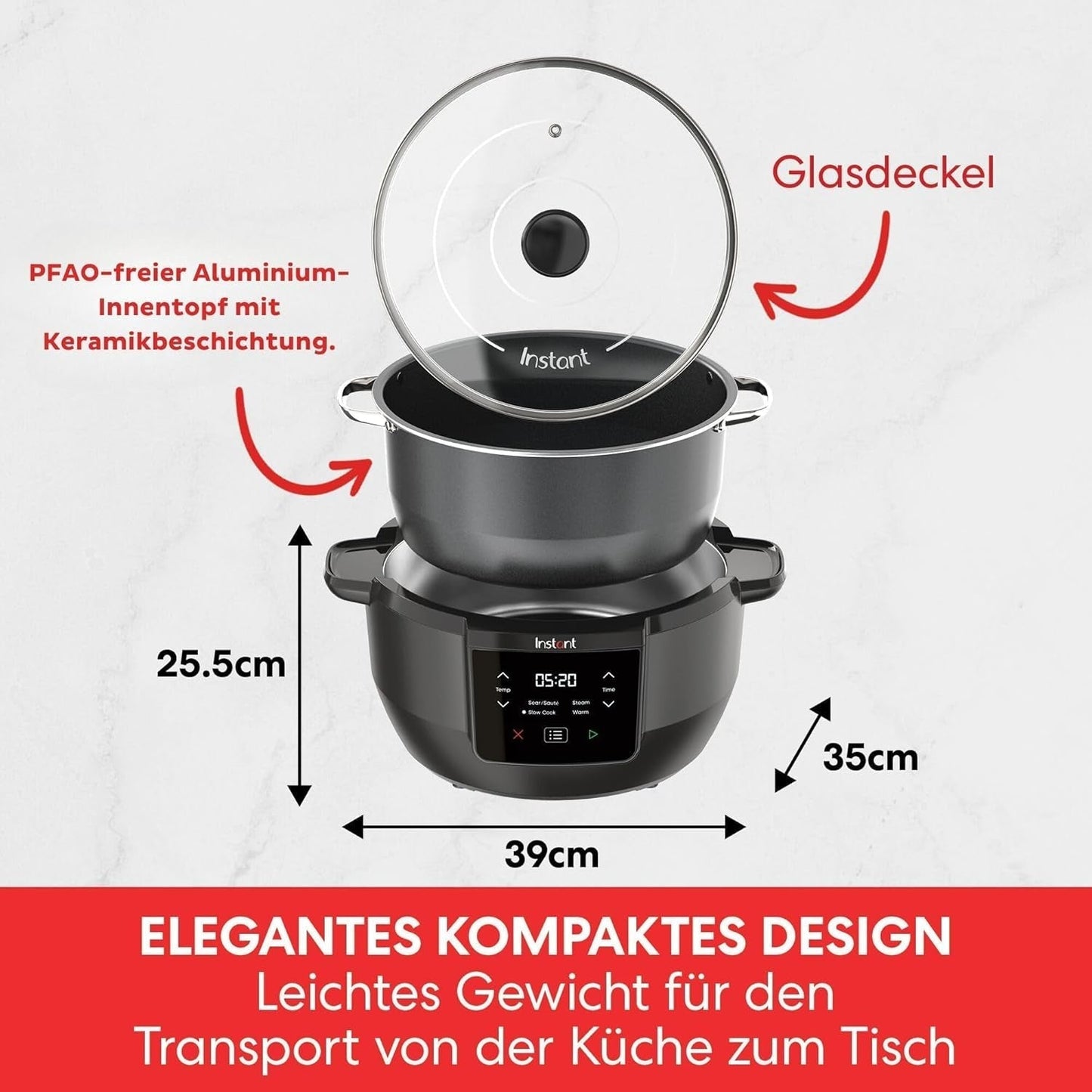 Olla de cocción lenta Instant Pot Superior, Multicocción de 7,1 L, 4 funciones de cocción, Olla de cocción lenta de 800 W Naty Shop