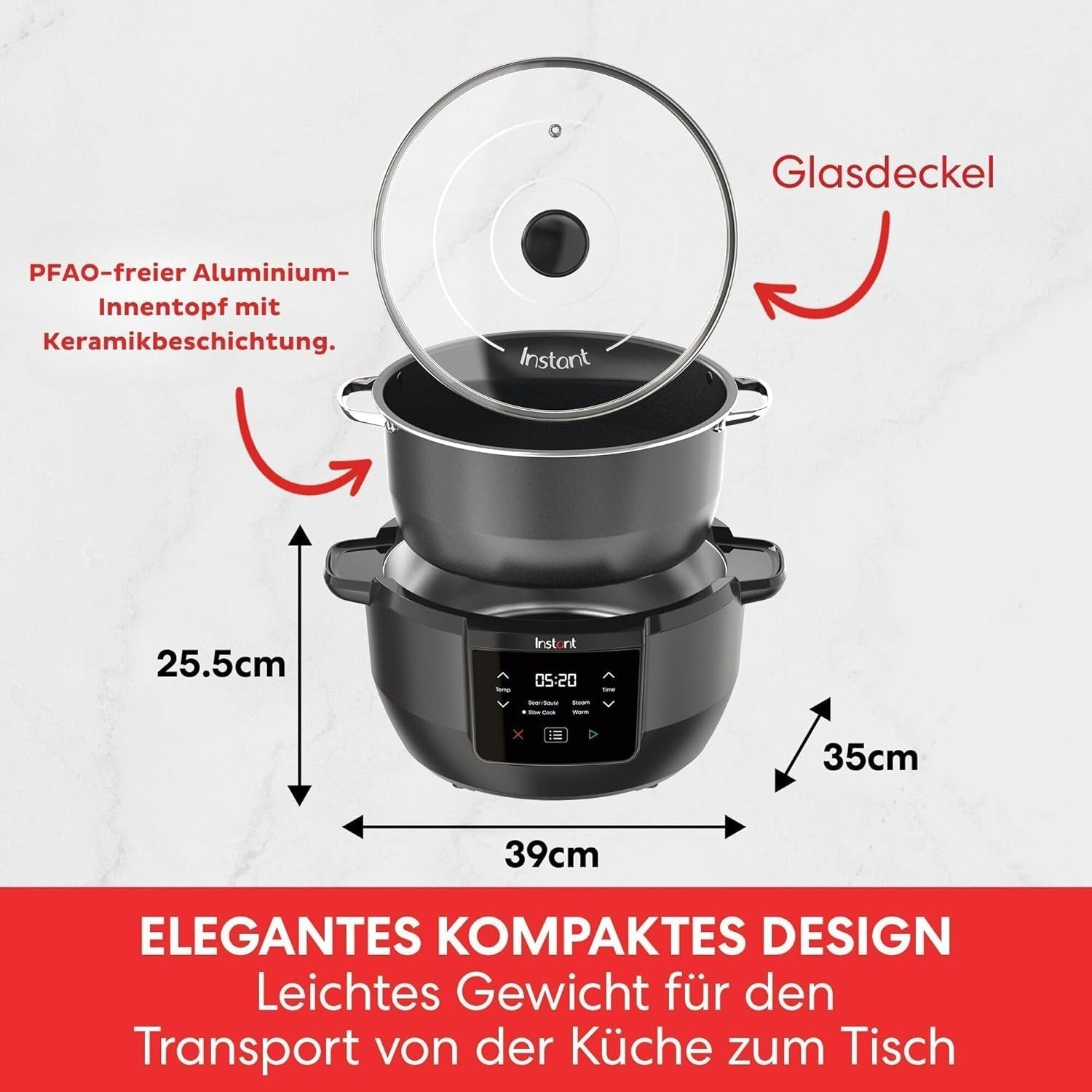 Olla de cocción lenta Instant Pot Superior, Multicocción de 7,1 L, 4 funciones de cocción, Olla de cocción lenta de 800 W Naty Shop