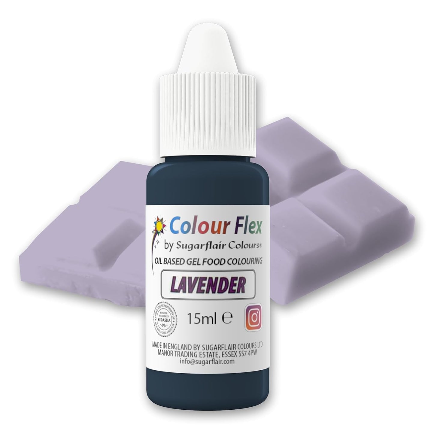 Sugarflair Colourflex Oil Based Food Coloring Lavanda, colorante alimentario líquido altamente concentrado para crema de mantequilla, chocolate, masa, fondant, glaseado y más - 15 ml