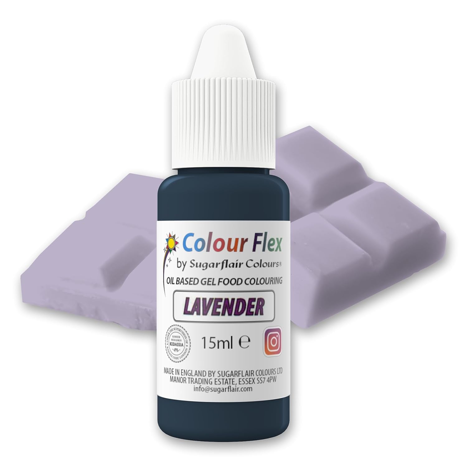 Sugarflair Colourflex Oil Based Food Coloring Lavanda, colorante alimentario líquido altamente concentrado para crema de mantequilla, chocolate, masa, fondant, glaseado y más - 15 ml
