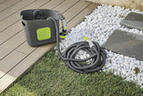 GF SRL, Aquapop Grey Pro 15, manguera trenzada autoextensible Made in Italy, con depósito de plástico rígido, mini pulverizador ergonómico para jardín, conexiones para riego de jardín, gris oscuro