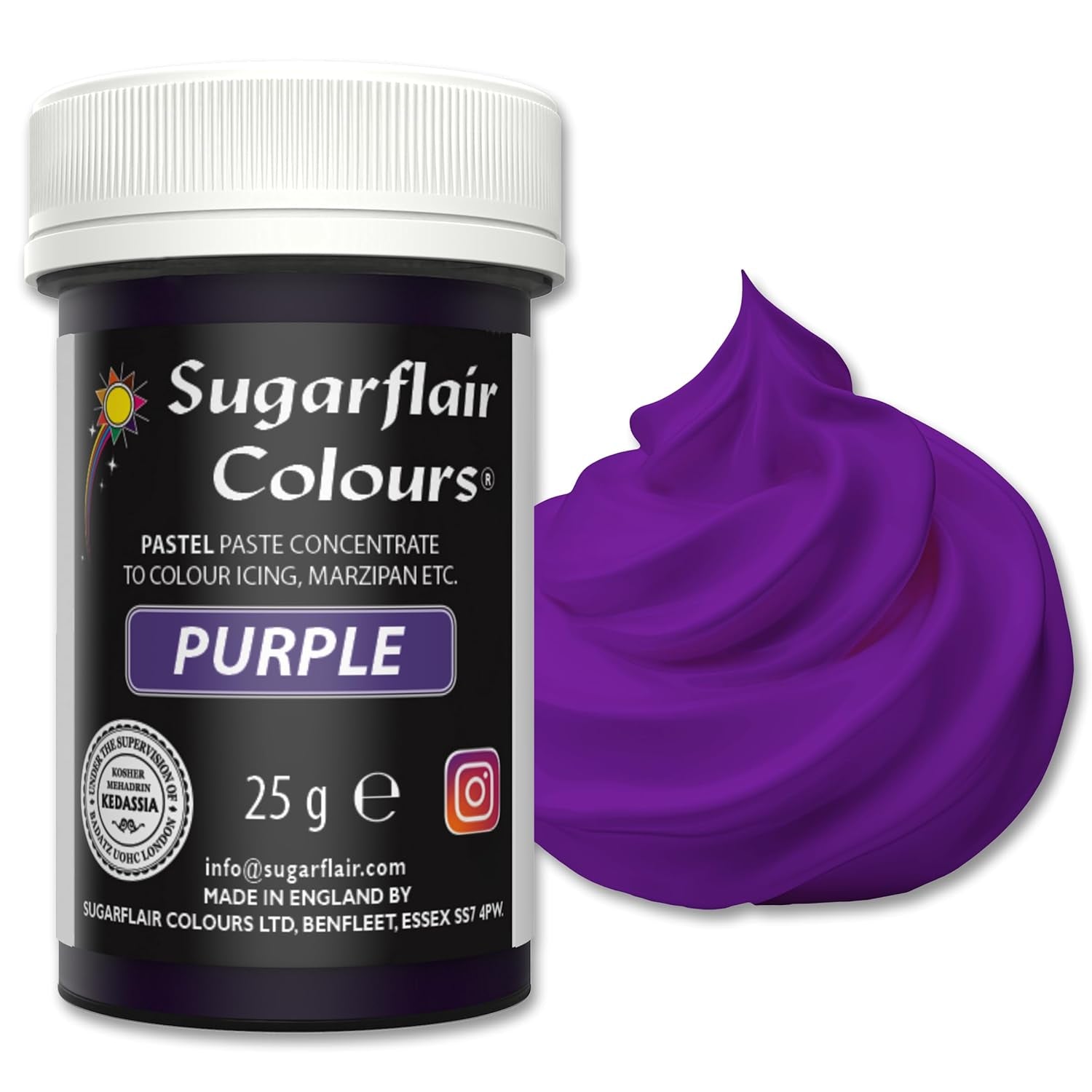 Sugarflair Colorante Alimentario para Pasta, Color Púrpura Pastel, Colorante Alimentario para Pasta, Fondant y Mazapán, Colores Concentrados Espectrales - 25g