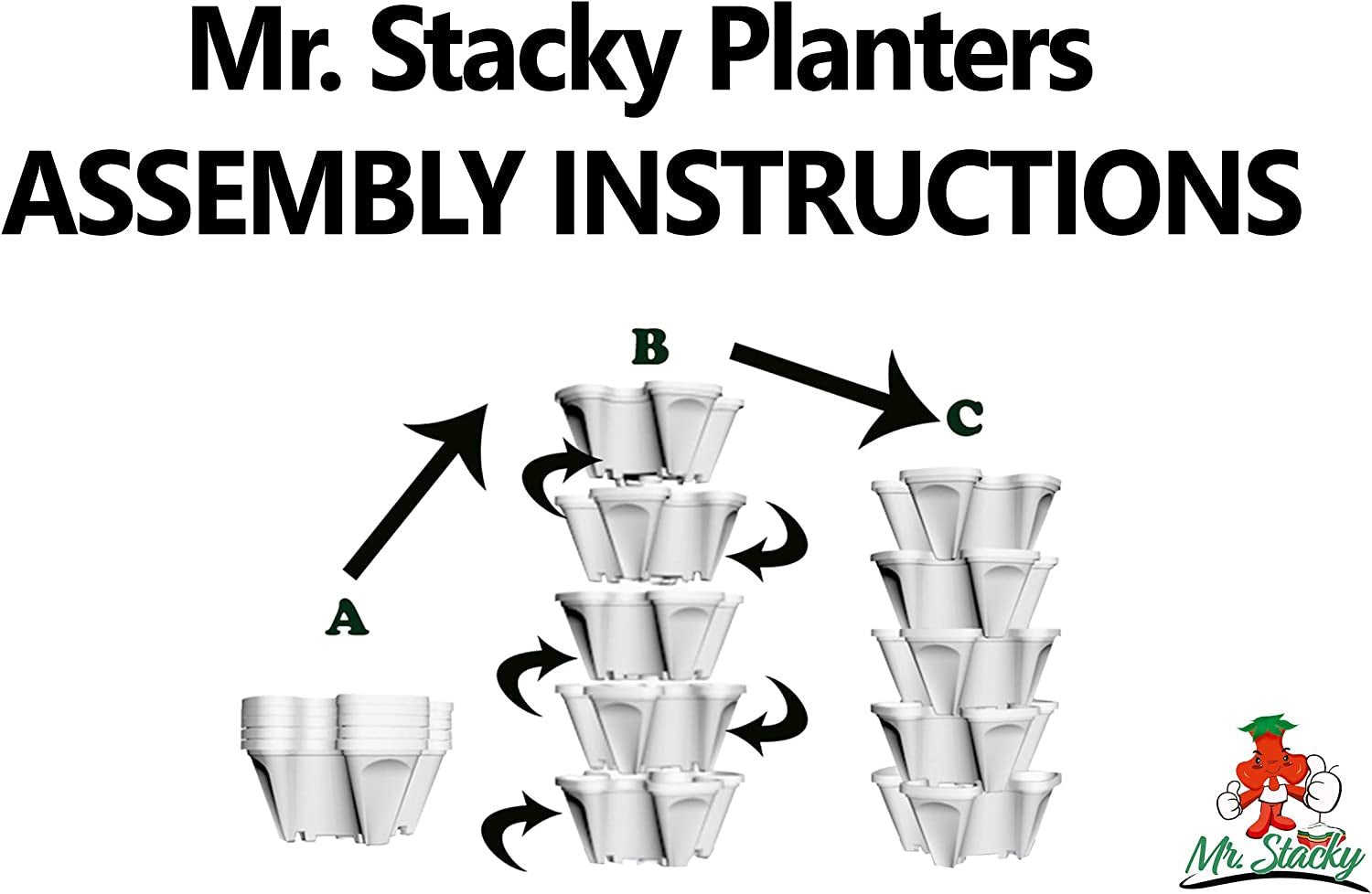 Macetero vertical apilable de 5 niveles para fresas, hierbas, flores y verduras para jardín interior y exterior.