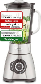 CASO B 1800 Powerblender-Set - Batidora con base, 28.000 U/Min, Vaso de vaso 1,75 L, Inkl. Trinkflasche Und Zerkleiner, Mixer Testsieger Mit Sehr Gut, Edelstahl Naty Shop Standmixer + Zubehör