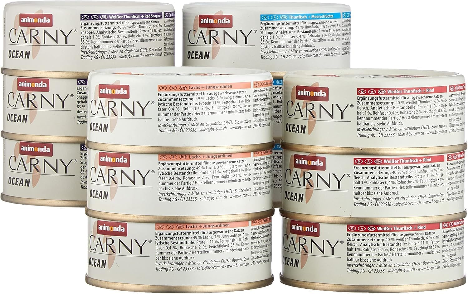 animonda Carny Adult Ocean Marine Variety No. 1 (12 x 80 g), comida húmeda para gatos adultos, comida húmeda con filetes de pescado tierno, comida para gatos sin cereales y sin azúcar