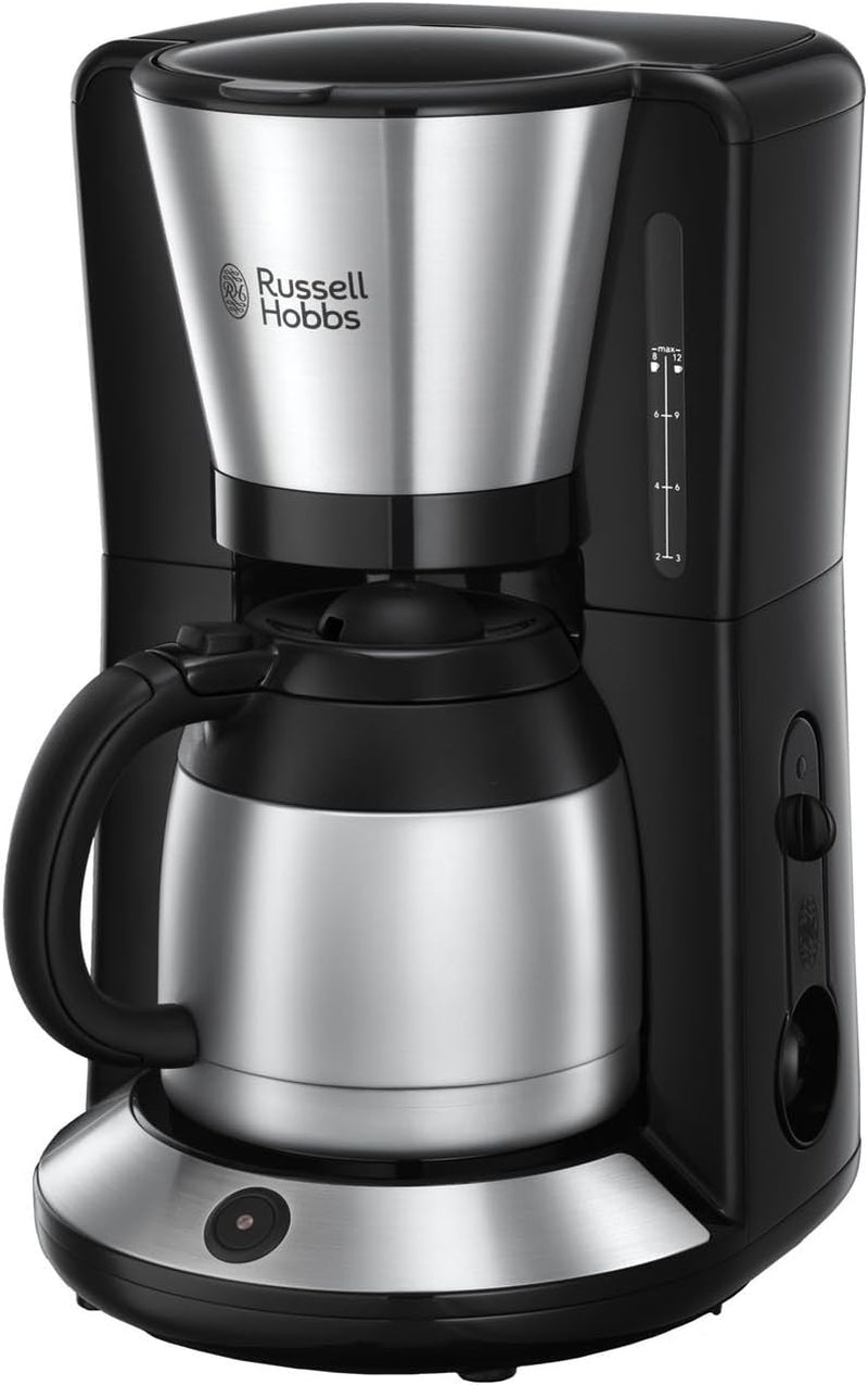 Cafetera Russell Hobbs [Cabezal de ducha para una óptima extracción y aroma] Adventure (1 a 8 tazas, Jarra Térmica de 1,0 L, Apagado Automático, Sistema Antigoteo, 1100W) Cafetera de Filtro 24020-56