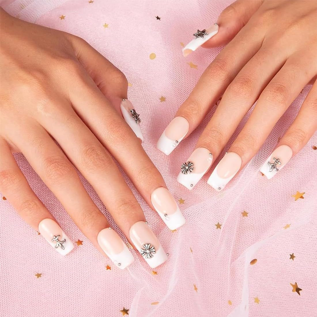 100 llaveros de uñas cruzadas 3D, llaveros de uñas cruzadas, llaveros de uñas cromadas, accesorios de uñas vintage, decoraciones de uñas DIY, para mujeres y niñas, decoraciones de uñas DIY