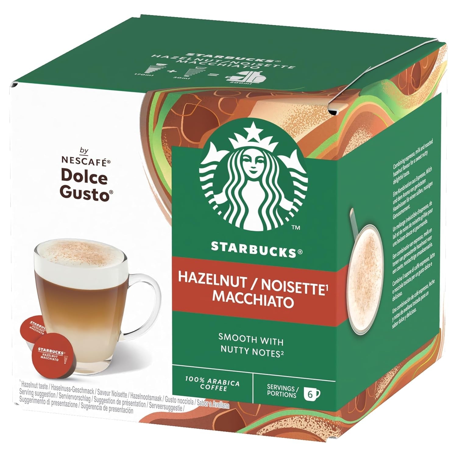 STARBUCKS Hazelnut Macchiato de Nescafé Dolce Gusto, Dunkle Röstung, Kaffeekapseln 6 x 12 (72 Kapseln)