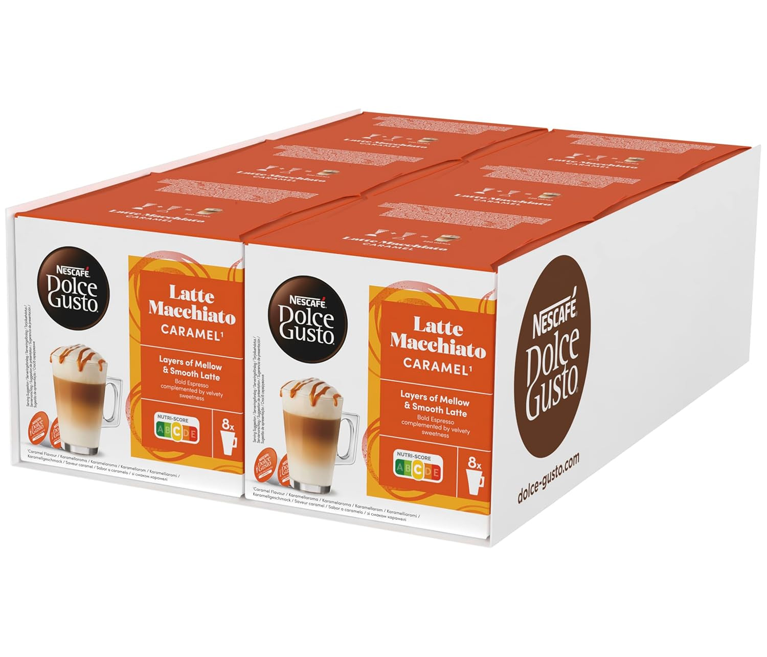 NESCAFÉ DOLCE GUSTO Latte Macchiato Caramel Kaffeekapseln Paquete de 6 (6 x 16 Kapseln)