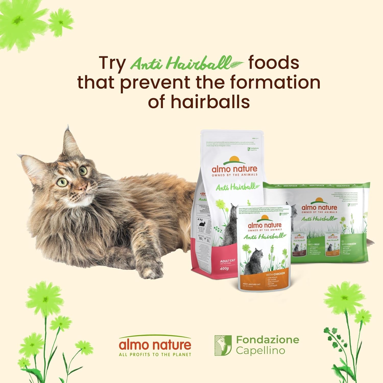 Almo Nature Functional - Antibolas de pelo - Comida húmeda para gatos adultos y maduros - con cachorros - Combate la formación de bolas de pelo - 70 g (paquete de 30)