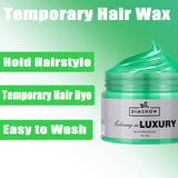 Cera para el cabello temporal verde, spray para el cabello temporal Crazy Green, barro semipermanente lavable, color de cabello de una sola vez, barro de pasta para el cabello de peinado instantáneo, color de cabello natural para fiestas, actividades y tinte para el cabello de Halloween Naty Shop