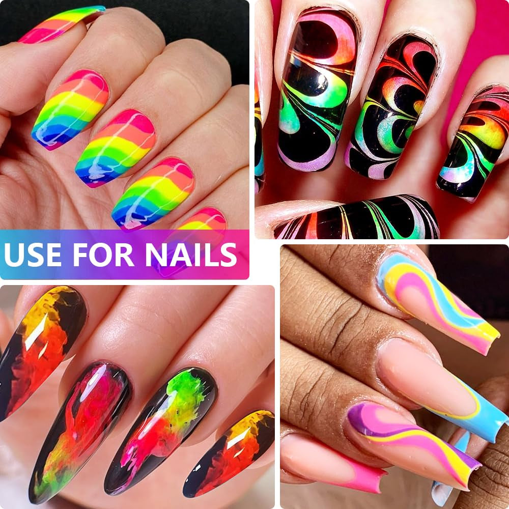 Pulverizador de pigmento de fósforo de neón para tapas de uñas - 12 colores Pulverizador de uñas con purpurina de neón Manicura Halloween Maquillaje de neón Decoración Nail Art Staub Pigment