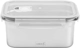 Naty Shop 240895 Fiambrera transparente de acero inoxidable de alta calidad con tapa de plástico sin BPA 2000 ml Lurch 240895 Cajas de almacenamiento de alimentos transparentes Naty Shop 240895