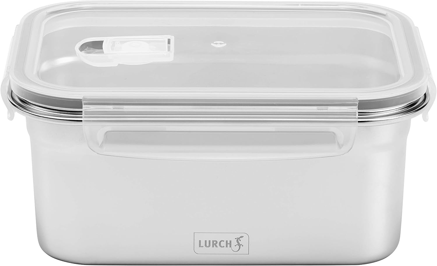 Naty Shop 240895 Fiambrera transparente de acero inoxidable de alta calidad con tapa de plástico sin BPA 2000 ml Lurch 240895 Cajas de almacenamiento de alimentos transparentes Naty Shop 240895