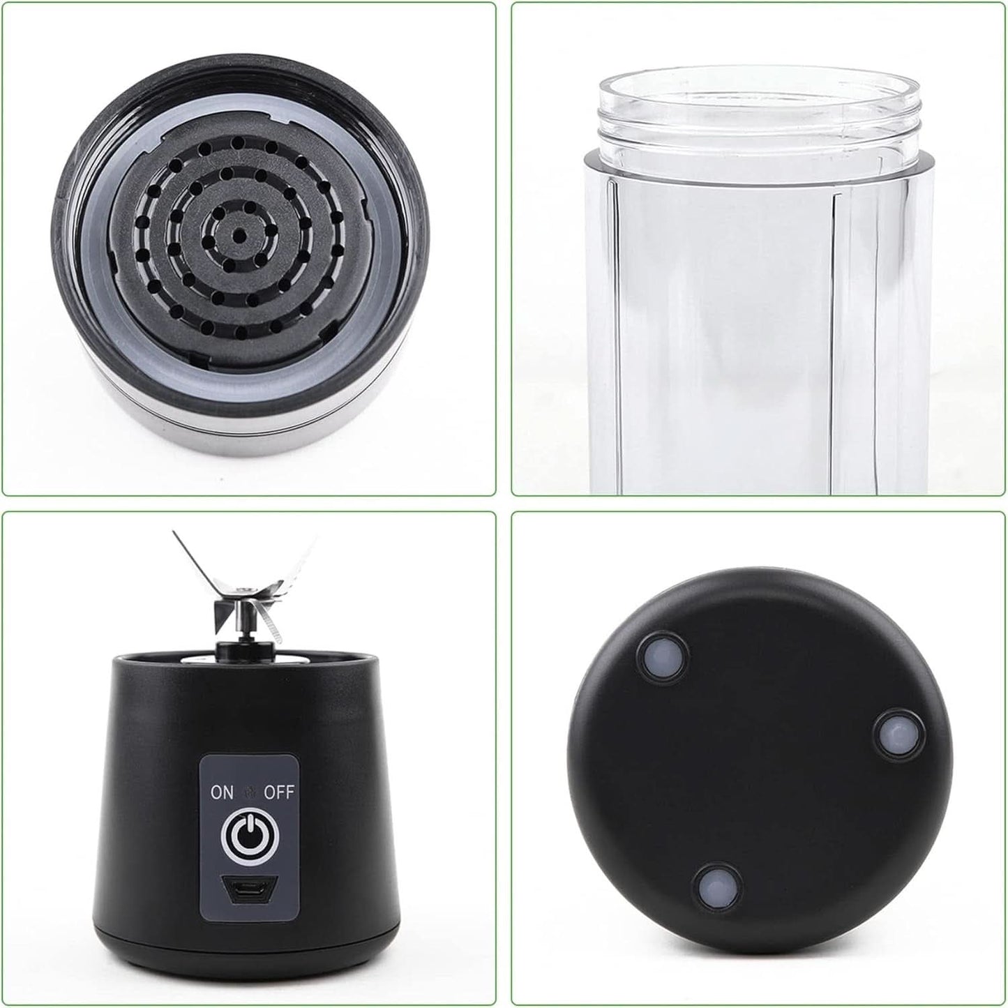 Batidora Smoothie Maker Tragbarer Entsafter: 380Ml Standmixer Persönlicher Shaker Proteinshake Mit 6 Edelstahlmesser Tragbar-Bpa-Freie Mit Usb-Mixbecher Für Shakes,Saftoutdoor,Schwarz Bucatarie Naty Shop